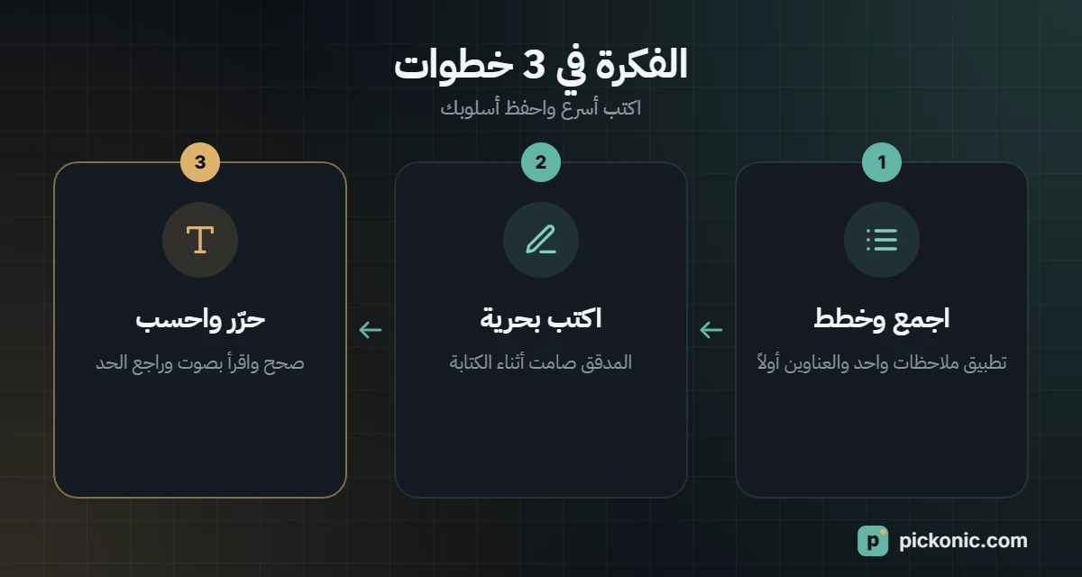 الفكرة في 3 خطوات: اكتب أسرع واحفظ أسلوبك