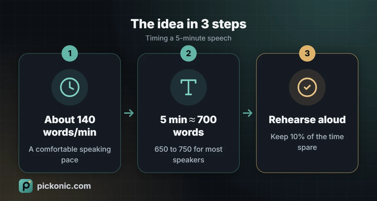 The idea in 3 steps: Timing a 5-minute speech