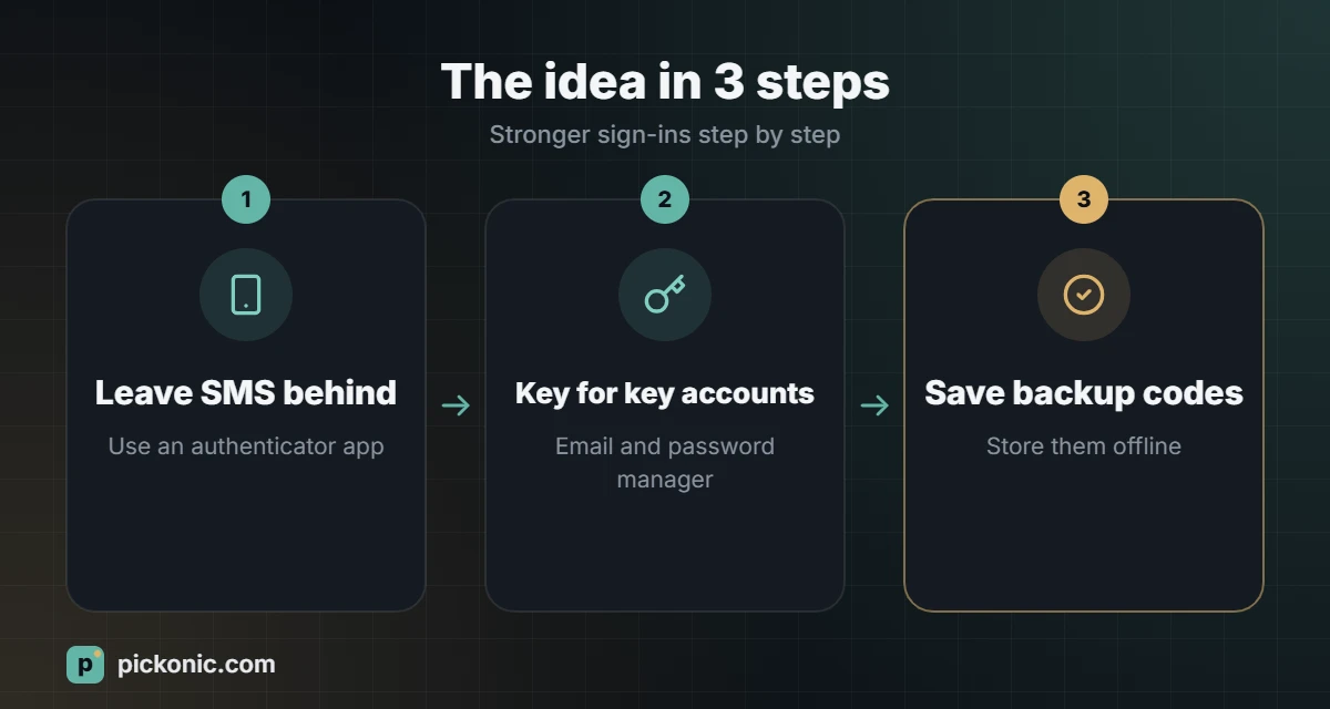 The idea in 3 steps: Stronger sign-ins step by step
