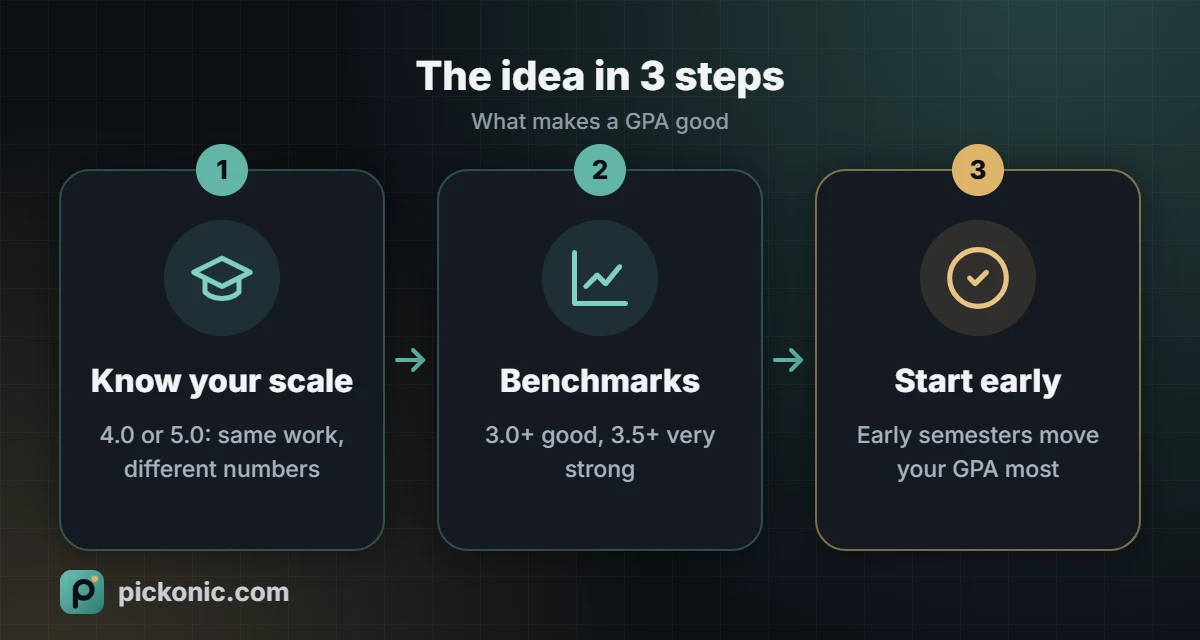 The idea in 3 steps: What makes a GPA good